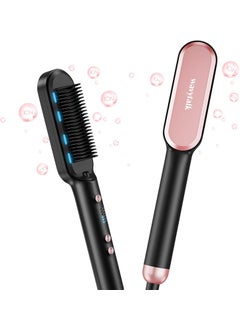 wavytalk Wavytalk Hair Straightener BrushSleek Sweep Ionic Straightening Brush with 6 Temperature Adjust AntiScald Ceramic Hair Straightener Comb Fast Heating for Home Salon Dual Voltage Rose Gold 