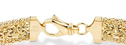 Miabella Italian 925 Sterling Silver, 18K Gold Plated Byzantine Beaded Mesh Link Chain Bracelet for Women, Made in Italy (yellow-gold-plated-silver, Length 7 Inches (x-small)) - Image 3