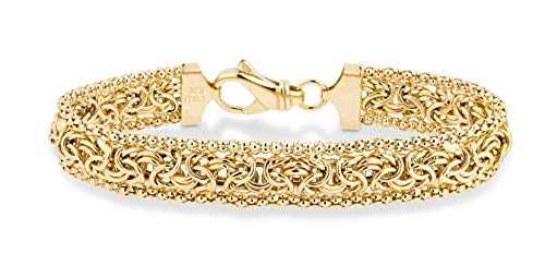 Miabella Italian 925 Sterling Silver, 18K Gold Plated Byzantine Beaded Mesh Link Chain Bracelet for Women, Made in Italy (yellow-gold-plated-silver, Length 7 Inches (x-small)) - Image 1