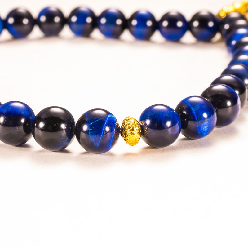 TranquilBeads Blue Tiger Eye Prayer Beads 33 Beads 8mm for Men, Handmade Tasbih Misbaha Worry Beads, Stress Relief Fidget Beads, Rosary Style Necklace, Eid Ramadan Father's Day Gift - Image 3