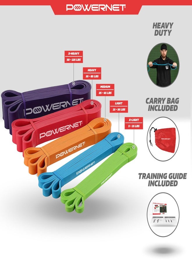 PowerNet Resistance Exercise Bands, Heavy-Duty Color-Coded Progressive Resistance Bands, Workout Equipment for Home Gym Stretching & Training - Image 3