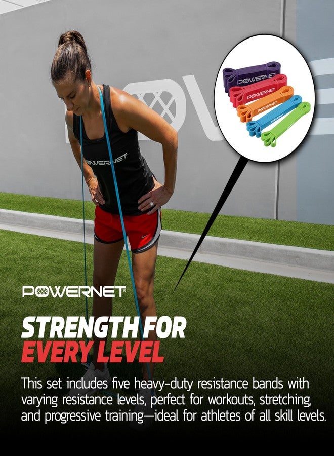 PowerNet Resistance Exercise Bands, Heavy-Duty Color-Coded Progressive Resistance Bands, Workout Equipment for Home Gym Stretching & Training - Image 4