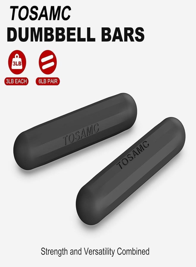 TOSAMC Dumbbell Hand Weight Bars for Women,3lbs Dumbbells Set of 2 for Walking,Workout,Pilates,Strength Training, Gym,Running,Yoga, Dance, Aerobics, Cardio Color Black - Image 2