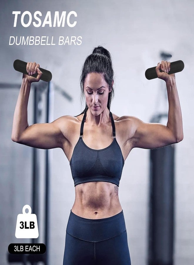 TOSAMC Dumbbell Hand Weight Bars for Women,3lbs Dumbbells Set of 2 for Walking,Workout,Pilates,Strength Training, Gym,Running,Yoga, Dance, Aerobics, Cardio Color Black - Image 4