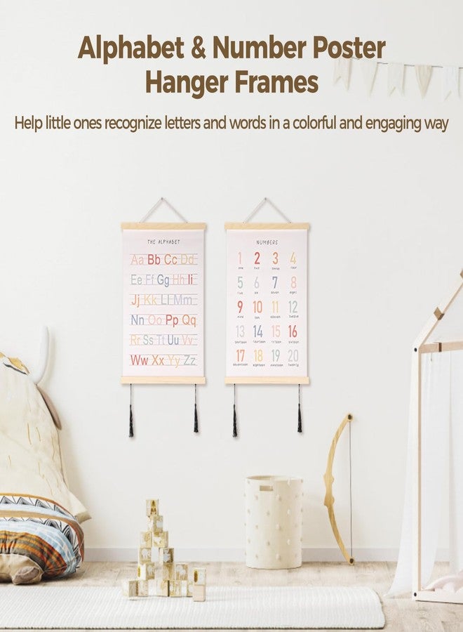 Homaisson Alphabet Tapestry, Number Poster For Toddlers Wall, Abc Posters For Toddlers,Wooden Wall Scrolls with Canvas And Tassels, Alphabet Banner Wall Hanging Decorf or Kid Playroom Nursery - Image 2