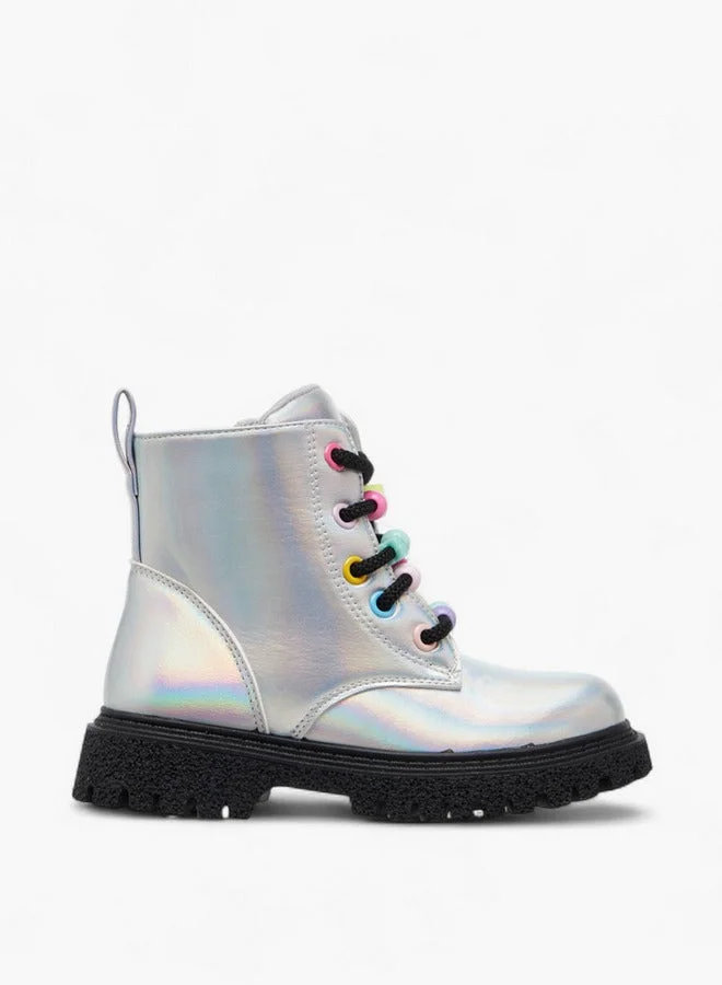 Panelled Boots with Zip Closure