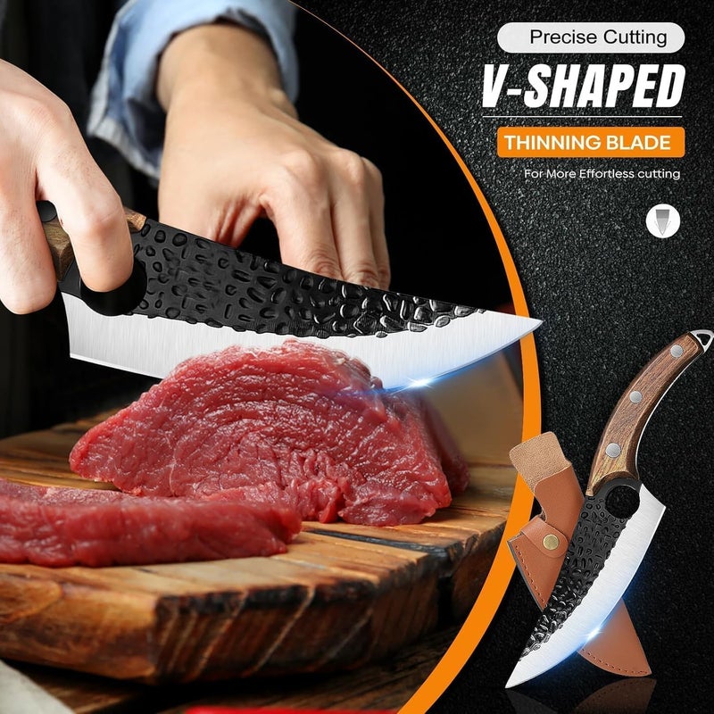 Wegopro Chef Knife Viking Knives Forged Boning Knife with Sheath Japanese Style Meat Cleaver High Carbon Steel Chef Knife for Kitchen Butcher Knife - Image 3