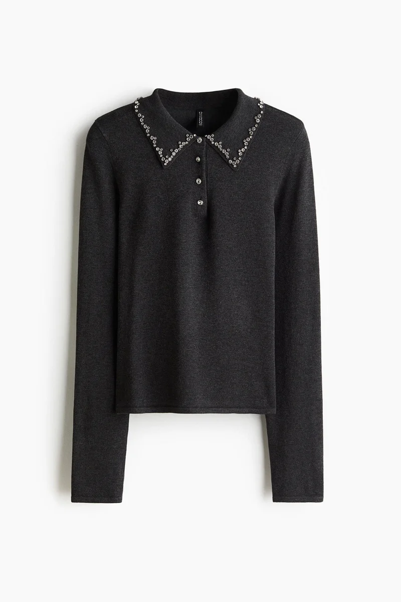 اتش اند ام بلوزة بولو مزخرفة