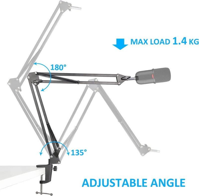 SUNMON SoloCast Boom Arm Mic Stand, Adjustable Suspension Boom Scissor Arm Stand Compatible with HyperX SoloCast 2 & 1 Gaming Microphone by - Image 4