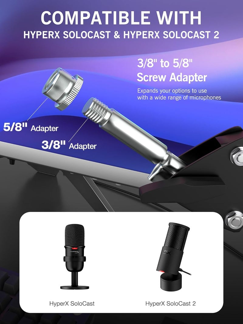 SUNMON SoloCast Boom Arm Mic Stand, Adjustable Suspension Boom Scissor Arm Stand Compatible with HyperX SoloCast 2 & 1 Gaming Microphone by - Image 2