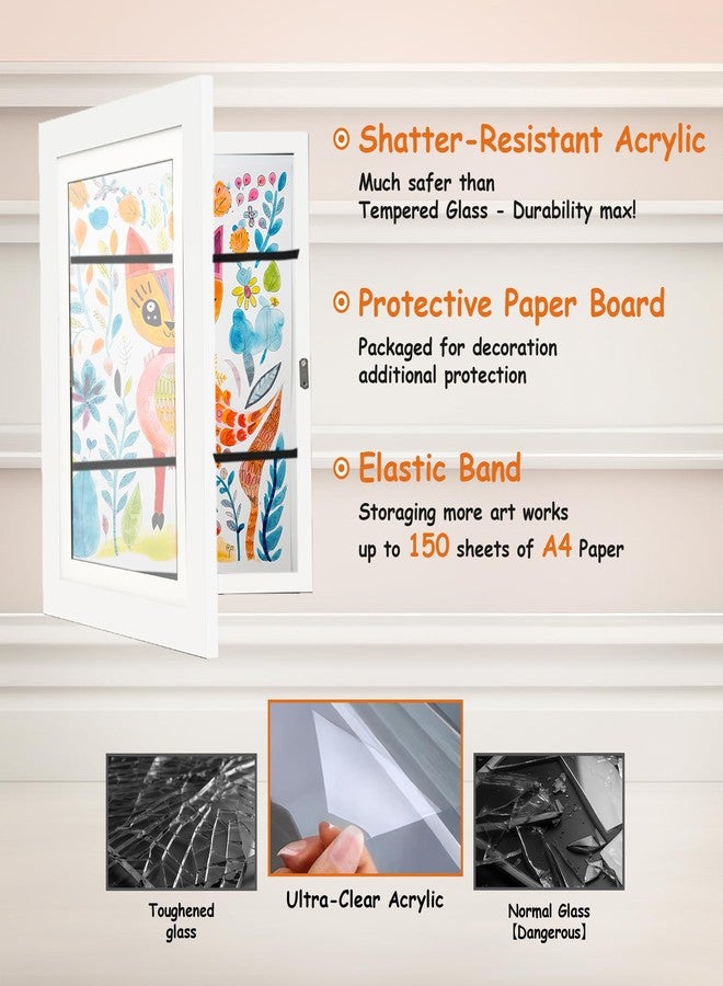 إطارات صور فنية للأطفال من كراث، مقاس 8.5 × 11 بوصة - لعرض وتخزين أعمال الأطفال الفنية، تتسع لما يصل إلى 150 قطعة... - Image 5