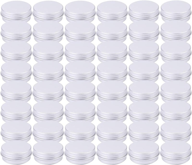Tosnail Tosnail 48 Pack Mini Round Aluminum Tins, 0.5 OZ 15 ML Lip Balm Container with Screw Thread Lid, Empty Spice & Travel Tin Storage Jars 