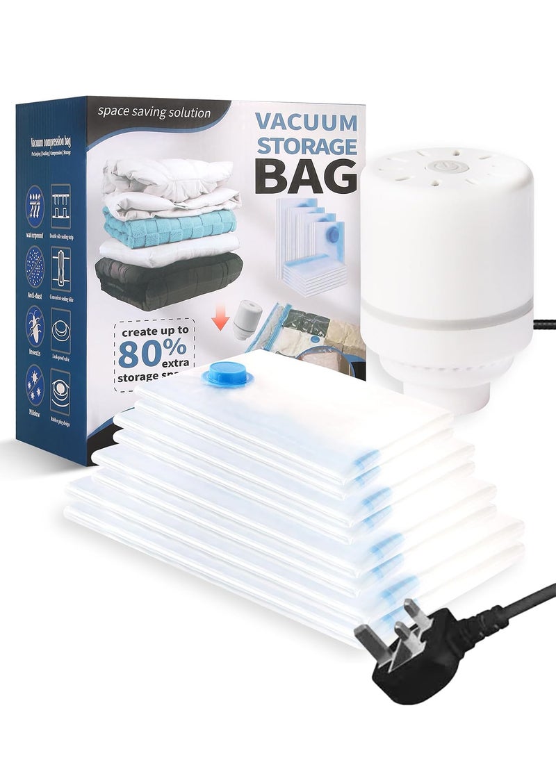 CUBEXELL Plastic Vacuum Seal Bag Vacuum Storage Bags with Pump Electric, 8Pack (2 Jumbo, 2 Large, 2 Medium, 2 Small) Vacuum Seal Storage Bags, Reusable Vacuum Bags for clothes, Mattress, Blanket, Duvets, Pillows, Comforters, Quilt, Travel - Image 1