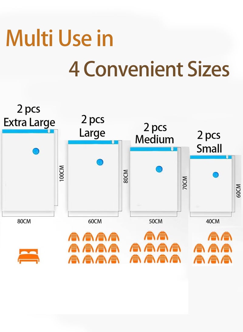 CUBEXELL Plastic Vacuum Seal Bag Vacuum Storage Bags with Pump Electric, 8Pack (2 Jumbo, 2 Large, 2 Medium, 2 Small) Vacuum Seal Storage Bags, Reusable Vacuum Bags for clothes, Mattress, Blanket, Duvets, Pillows, Comforters, Quilt, Travel - Image 2