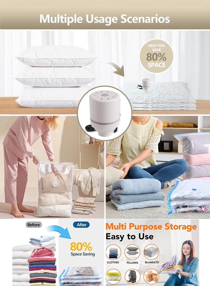CUBEXELL Plastic Vacuum Seal Bag Vacuum Storage Bags with Pump Electric, 8Pack (2 Jumbo, 2 Large, 2 Medium, 2 Small) Vacuum Seal Storage Bags, Reusable Vacuum Bags for clothes, Mattress, Blanket, Duvets, Pillows, Comforters, Quilt, Travel - Image 3