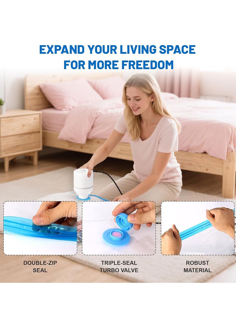 CUBEXELL Plastic Vacuum Seal Bag Vacuum Storage Bags with Pump Electric, 8Pack (2 Jumbo, 2 Large, 2 Medium, 2 Small) Vacuum Seal Storage Bags, Reusable Vacuum Bags for clothes, Mattress, Blanket, Duvets, Pillows, Comforters, Quilt, Travel - Image 4