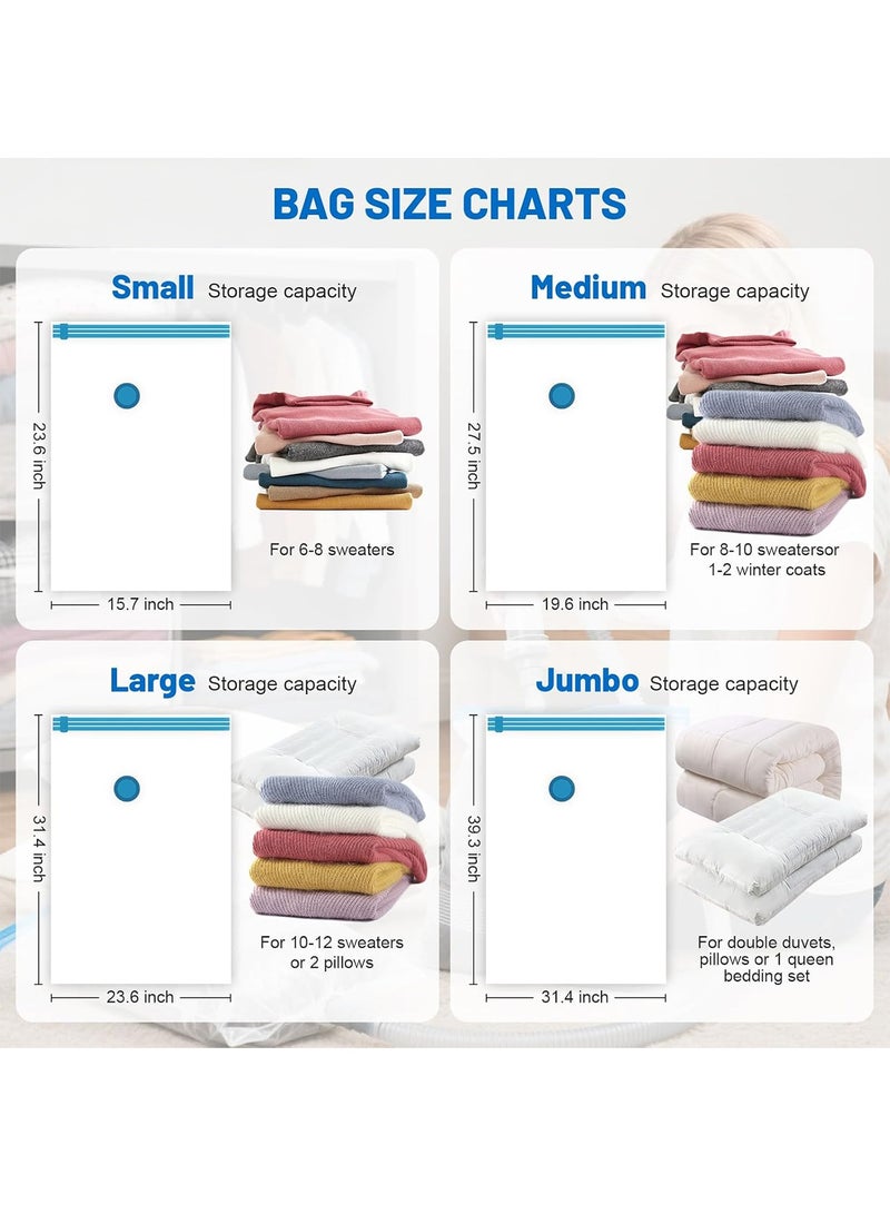 CUBEXELL Plastic Vacuum Seal Bag Vacuum Storage Bags with Pump Electric, 8Pack (2 Jumbo, 2 Large, 2 Medium, 2 Small) Vacuum Seal Storage Bags, Reusable Vacuum Bags for clothes, Mattress, Blanket, Duvets, Pillows, Comforters, Quilt, Travel - Image 5