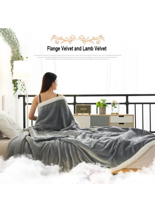 Flannel Blanket 200x230cm, Dark Blue Throws Blankets Warm Soft, Reversible Thick Winter Thermal Fluffy Blankets for Fall Winter Office Bedroom Sofa - Image 3