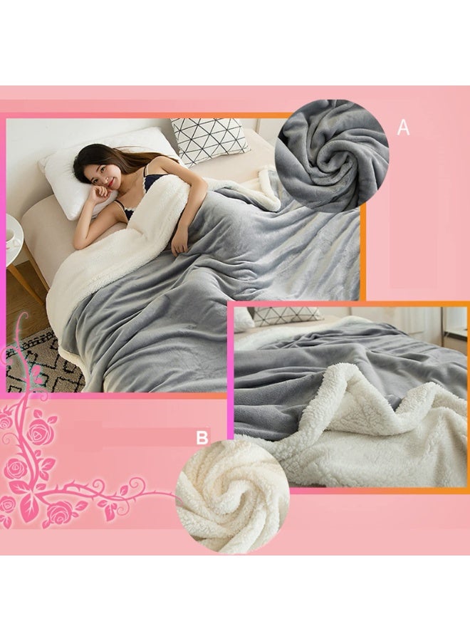 Flannel Blanket 200x230cm, Dark Blue Throws Blankets Warm Soft, Reversible Thick Winter Thermal Fluffy Blankets for Fall Winter Office Bedroom Sofa - Image 4