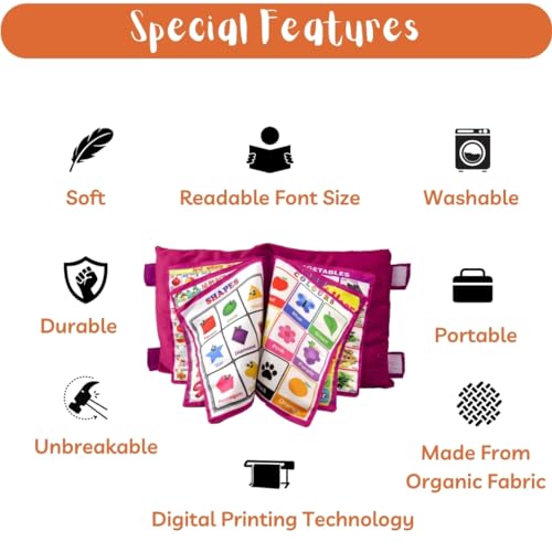 Keshav Creation Kids Learning Cushion Book | Educational Toys | ABCD Toys | (Dark Pink) - Image 2