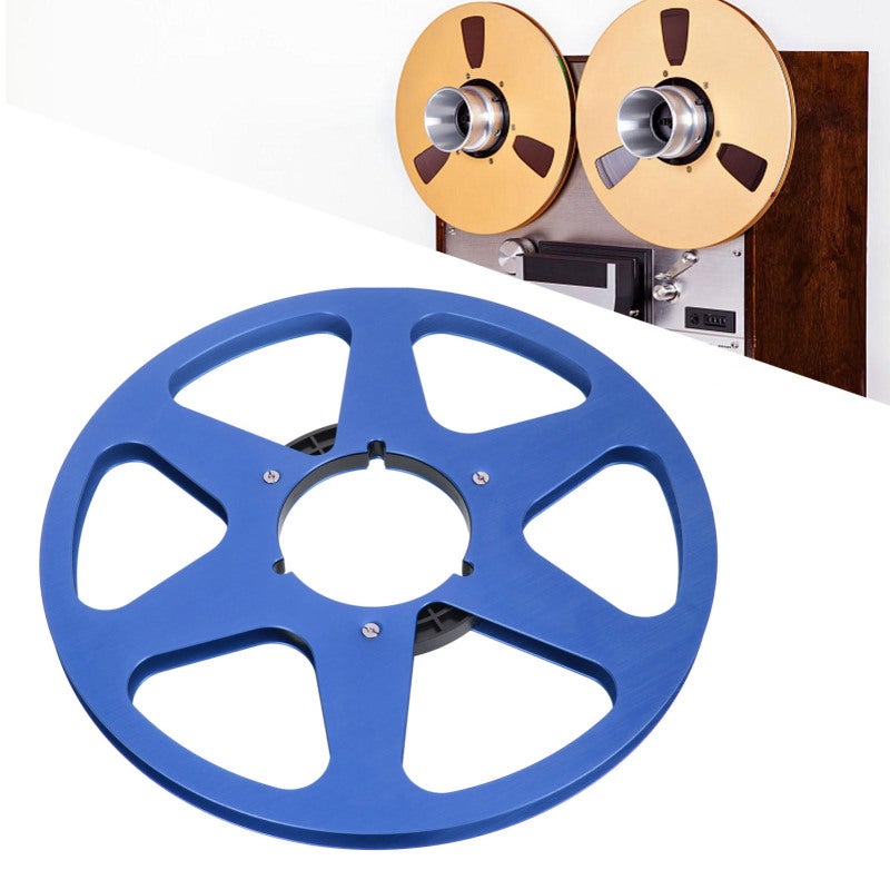 Empty Tape Reel 10.5 Inch Blue: 6 Hole Aircraft Aluminum NAB Flange - Stainless Steel Anti-Corrosion Screws Takeup Reel for Reel To Reel Tape Machines, Open Recorder Mount Replacement - Image 1