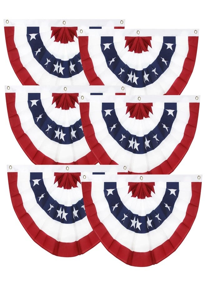 Labrostar 1.5x3Ft 4th of July Decorations Patriotic Decorations Outdoor USA Pleated Fan Bunting Stars and Stripes Banner Fourth of July Veterans Labor Memorial Day Red White and Blue Decor 6Pack - Image 1