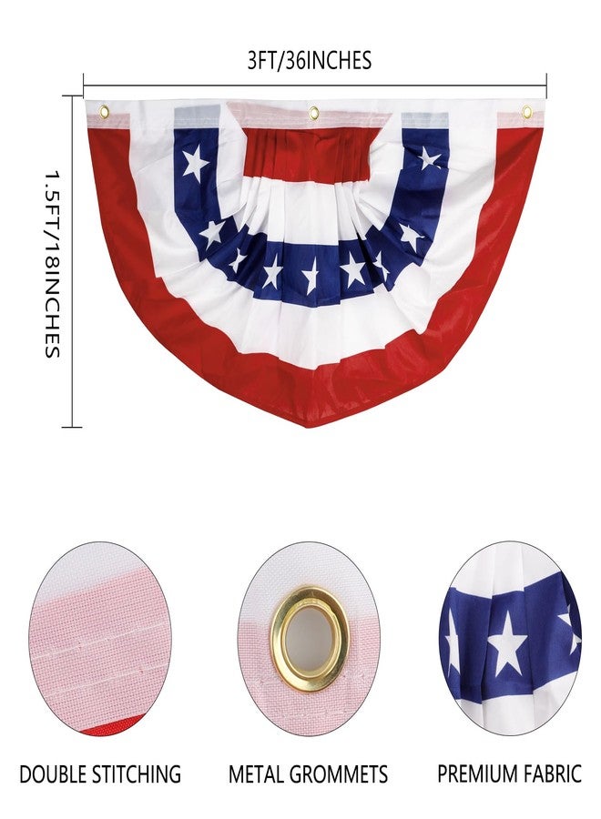 Labrostar 1.5x3Ft 4th of July Decorations Patriotic Decorations Outdoor USA Pleated Fan Bunting Stars and Stripes Banner Fourth of July Veterans Labor Memorial Day Red White and Blue Decor 6Pack - Image 2