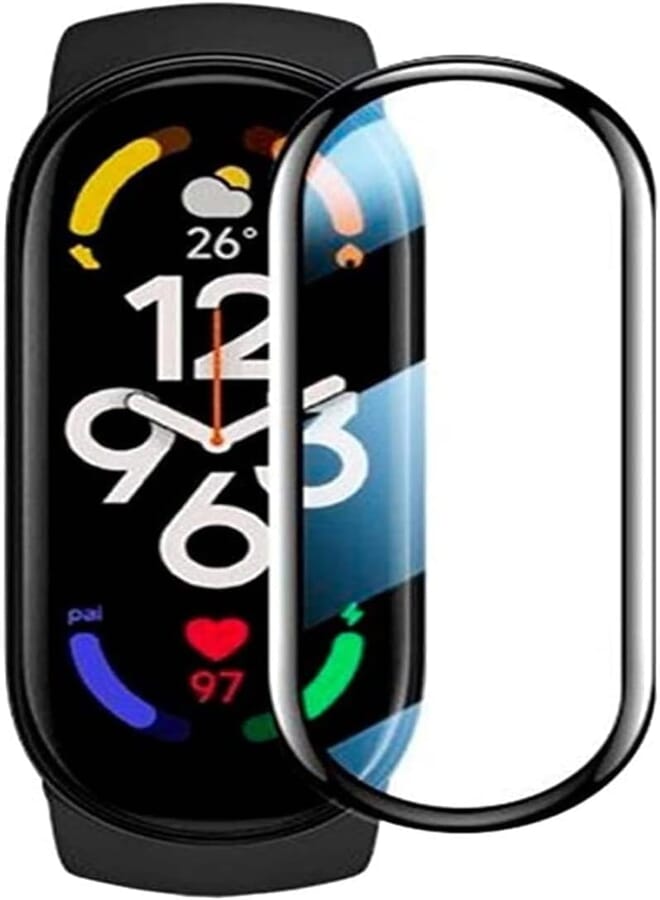 Next Next Store Premium Quality Screen Protector Compatible with Xiaomi Mi Band 6 Smart Watch - Clear with Black Edge Flexible Screen Protectors Scratch Resistant Bubble Free for Watch