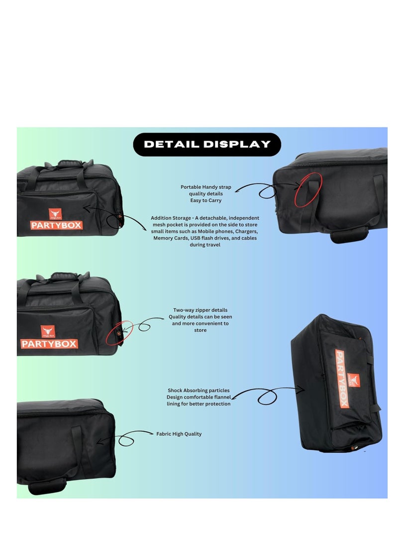 Angry Bull - Speaker Bag Safety Storage Case with Handy Strap Travel Bag Compatible for (JBL PARTYBOX 110 BAG BLACK) - Image 1