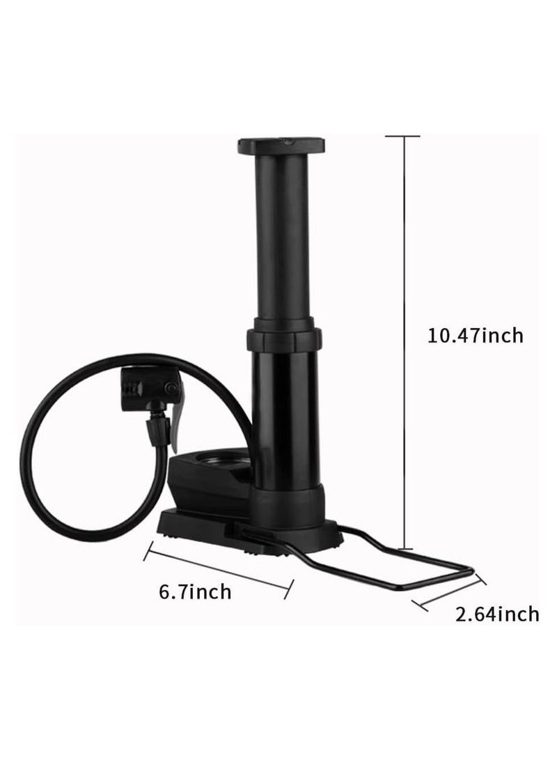 Portable Bike Pump  Foot Bicycle Tire Pump with Pressure Gauge  Bicycle Pump with Presta and Schrader Valve  Air Pump for Balls with Gas Ball Needle