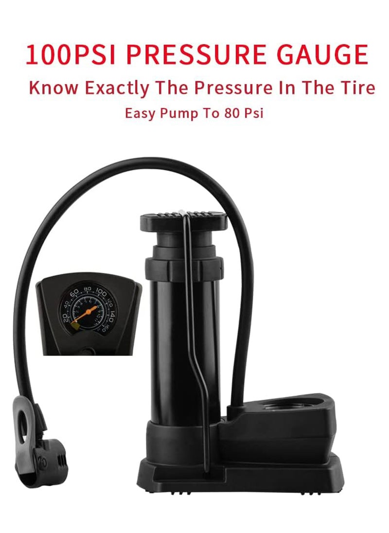 Rock Pow Portable Bike Pump  Foot Bicycle Tire Pump with Pressure Gauge  Bicycle Pump with Presta and Schrader Valve  Air Pump for Balls with Gas Ball Needle  - Image 3