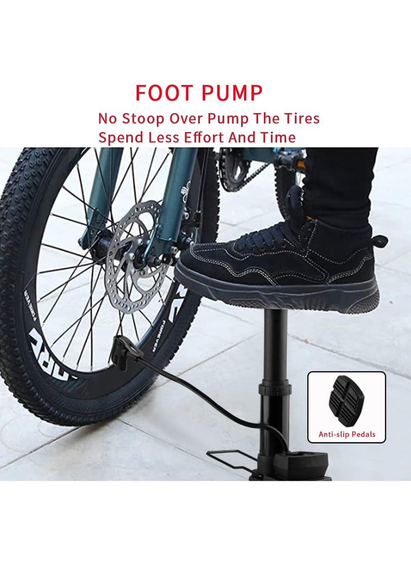 Rock Pow Portable Bike Pump  Foot Bicycle Tire Pump with Pressure Gauge  Bicycle Pump with Presta and Schrader Valve  Air Pump for Balls with Gas Ball Needle  - Image 5