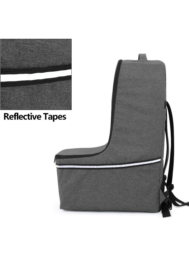 Teamoy Teamoy Car Seat Travel Bag, Car Seat Gate Check Bag with Top Handle and Reflective Tapes, Infant Carseat Carrier Covers for Airplane, Gray - Image 3