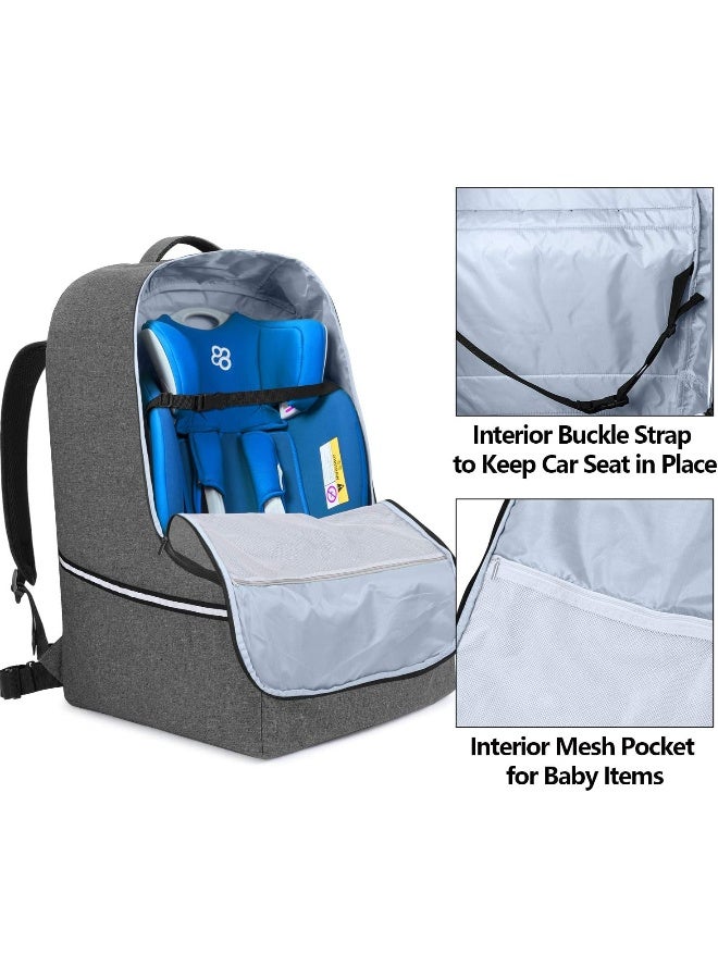 Teamoy Teamoy Car Seat Travel Bag, Car Seat Gate Check Bag with Top Handle and Reflective Tapes, Infant Carseat Carrier Covers for Airplane, Gray - Image 4