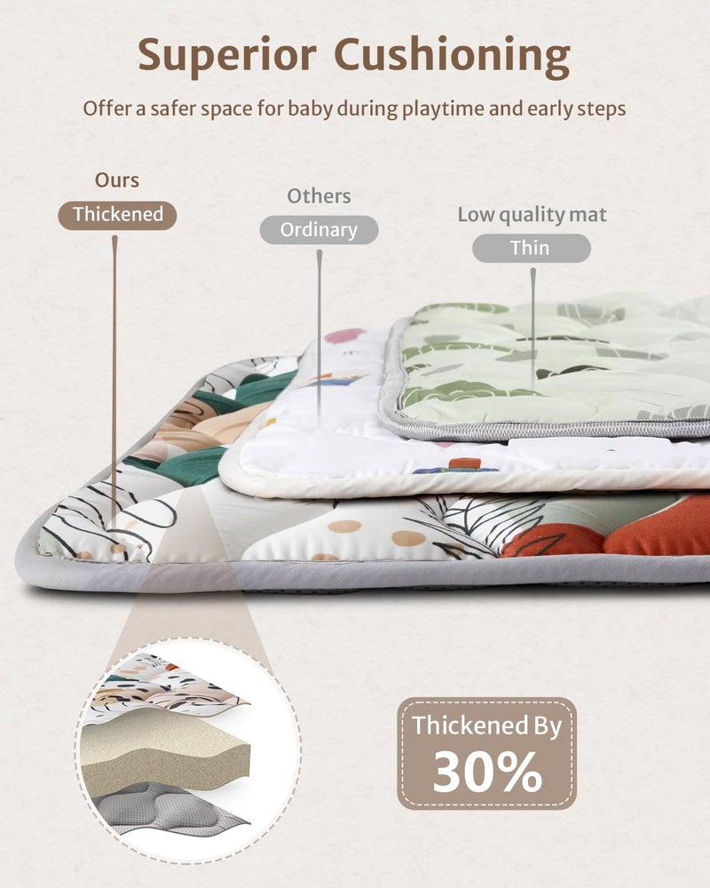 Blissful Diary Baby Play Mats for Floor, 59x59 Inch Thicker Foam Playmats for Babies and Toddlers, Soft Cushioning Baby Playpen Mat, Modern Abstract - Image 4