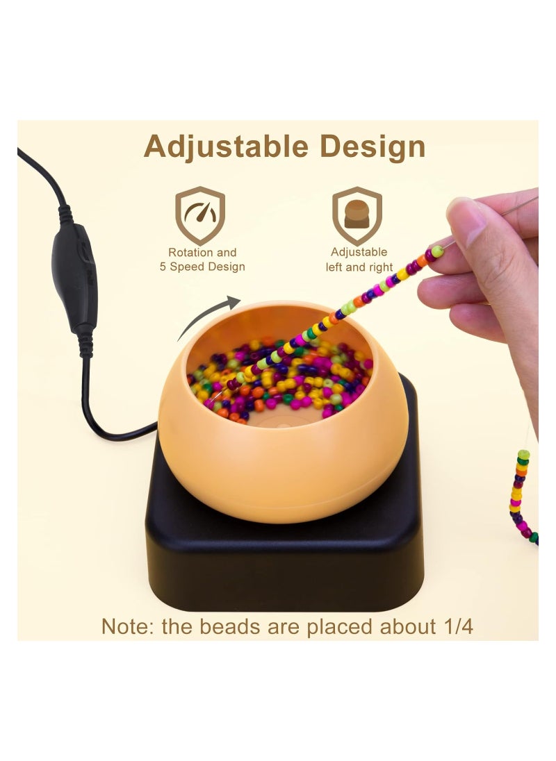 KASTWAVE Electric Bead Spinner, Adjustable Speed Beading Bowl Spinner Kit with 3 Beading Needles, Automatic Fast Clay Beads Spinner for DIY Bracelets Necklace Jewelry Making, Orange  - Image 2