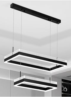 YATAI LIGHTING Black Chandelier Dining Room, Modern minimalist 2 Rectangular Chandelier Light for Bedroom, Kitchen Table, Adjustable Color Temperature Acrylic Chandelier with Light Guide Plate  - Image 1