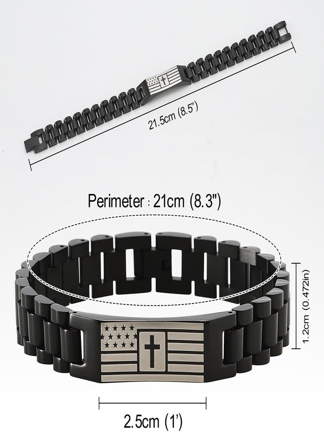 HSM Christian Bracelet for Men- Men’s Bracelet with Bible Verse, Faith & Patriotic Stainless Steel Bracelets for Men, Religious Gift for Husband, Dad, Son - Adjustable Custom Fit - Image 5