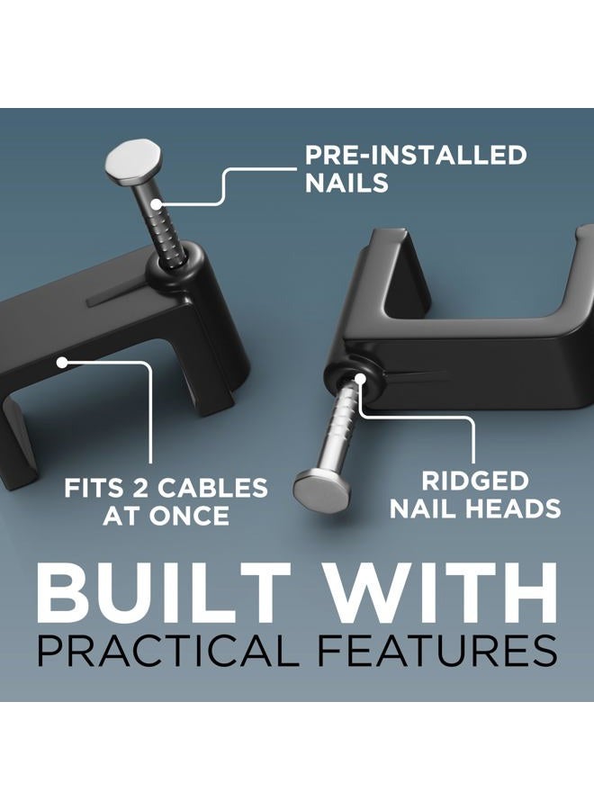 THE CIMPLE CO Dual, Twin, or Siamese Coaxial Cable Clips, Cat6, Electrical Wire Cable Clip, 1/2 in Nail Clip and Fastener, Black (100 Pieces per Bag) - Image 4