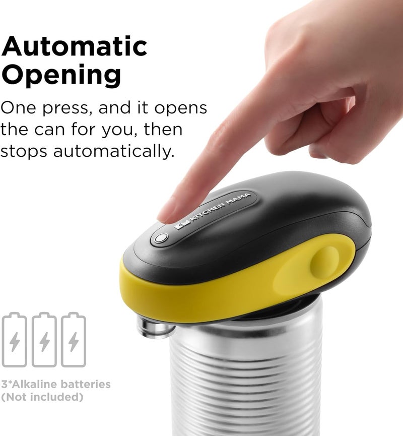Kitchen Mama One-To-Go Electric Can Opener: One Touch, Auto Stop, Smooth Edge, Lid Lift, Safety, Automatic, Magnetic, Cordless, Battery Operated, Kitchen Appliance for Senior with Arthritis (Yellow) - Image 2
