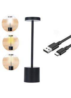 Arabest Cordless Table Lamp, LED Metal USB Rechargeable Brightness Night Light Desk Lamp Reading Lamp for Restaurant/Bedroom/Dormitory (Black)  - Image 1