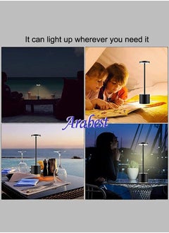 Arabest Cordless Table Lamp, LED Metal USB Rechargeable Brightness Night Light Desk Lamp Reading Lamp for Restaurant/Bedroom/Dormitory (Black)  - Image 5