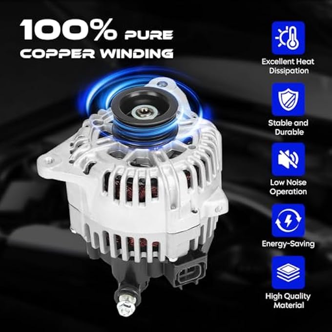SEHNSUCHT Alternator Replacement New Compatible with Kia Magenti 2003, for Hyundai Santa Fe 2002-2004, for Sonata 2003, for Tiburon 2003, 12V, 110Amp, CW, S6, IR/IF, Replace for 400-40082, 11015(Only for 2.7L) - Image 5