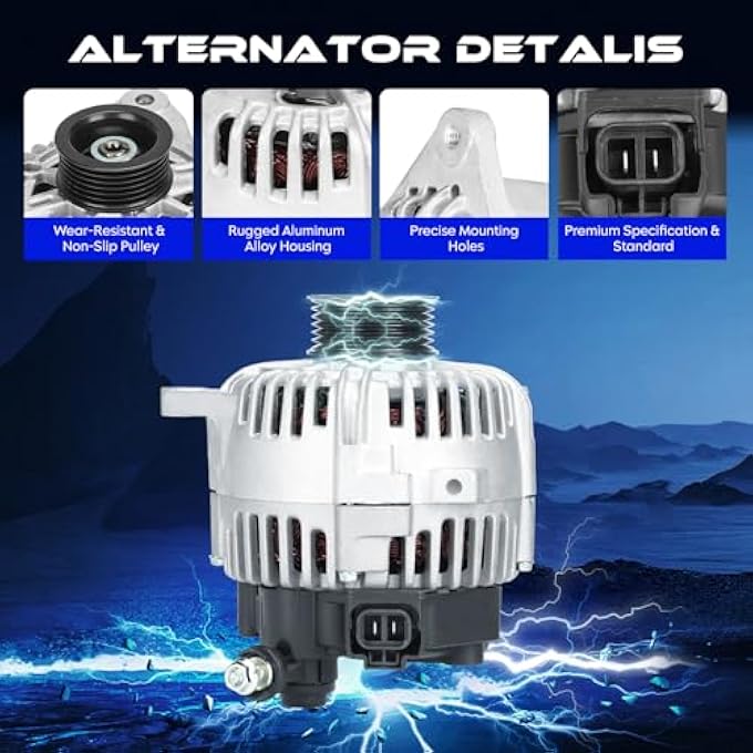 SEHNSUCHT Alternator Replacement New Compatible with Kia Magenti 2003, for Hyundai Santa Fe 2002-2004, for Sonata 2003, for Tiburon 2003, 12V, 110Amp, CW, S6, IR/IF, Replace for 400-40082, 11015(Only for 2.7L) - Image 2