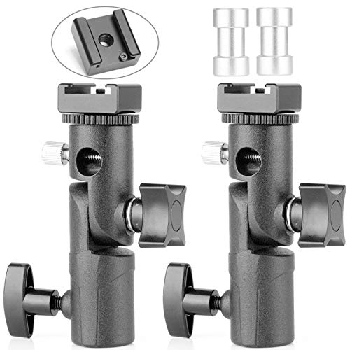 ChromLives Updated Version Flash Bracket-ChromLives Light Stand Flash Mount Cold Shoe Flash Stand Photography Camera Umbrella Holder Bracket E Type for DSLR Camera Canon Nikon Pentax Olympus Nissin Metz and DSLR - Image 1
