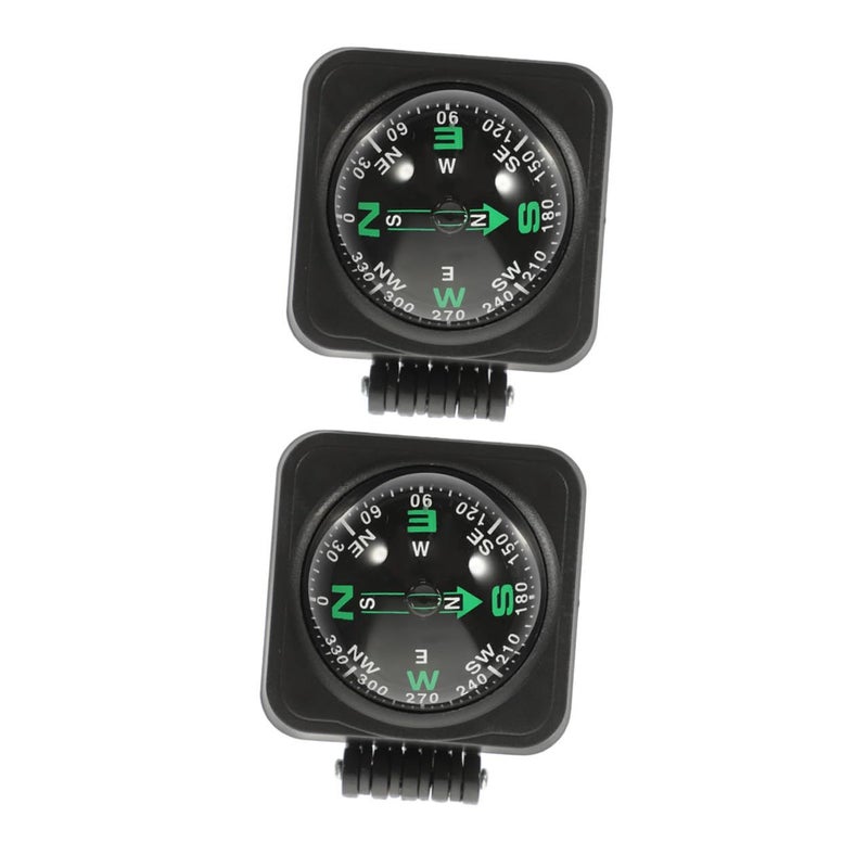 Veemoon 2pcs Adjustable Car Dashboard Compass Ball Black Self Adhesive Base For Outdoor Hiking Navigation Automotive Interior Accessories Suitable SUV Truck Rv - Image 1