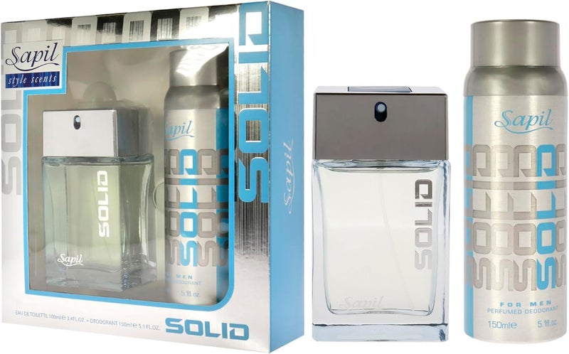 Sapil Solid For Men Gift Set - 100ml Eau de Toilette & 150ml Deodorant - Image 3