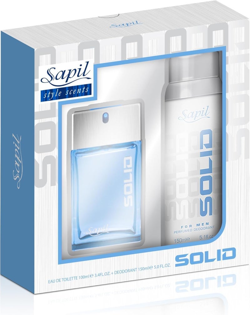 Sapil Solid For Men Gift Set - 100ml Eau de Toilette & 150ml Deodorant - Image 1