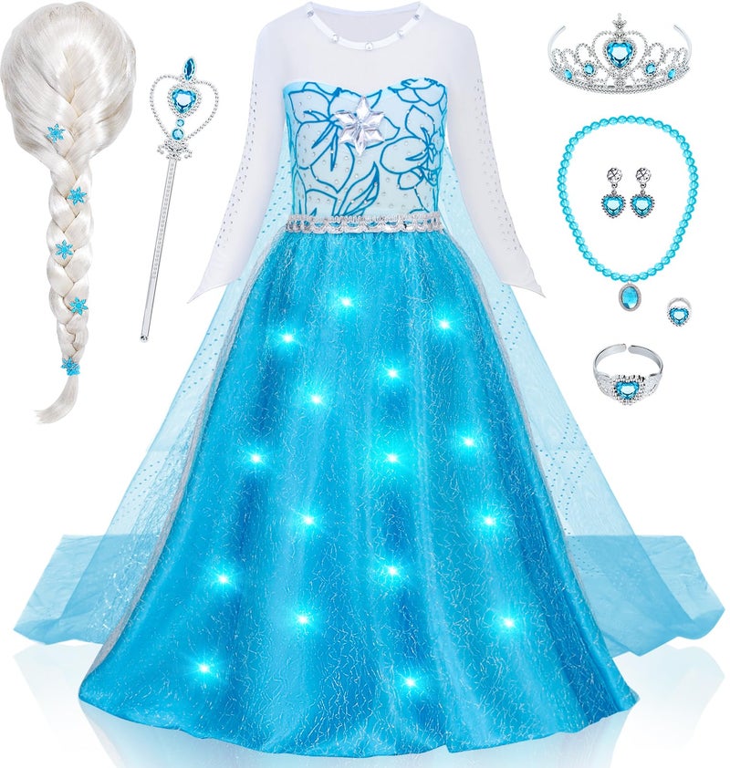 G.C GC Girls Light Up Princess Dress Costume Toddler Princess Dress Up with Cape Kids Wig Crown Wand Toys Halloween Cosplay Birthday Party Gifts - Image 3