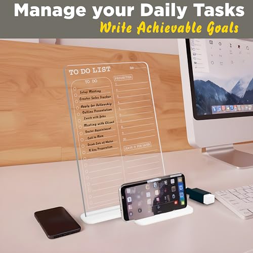 True Flair Trueflair Acrylic Board For Desk (24x16 CM)| Best Planner & Organiser For Enhancing Productivity | White Acrylic Base With Slot For Phone | Including Dry Erase Marker (To Do List Priorities, Design 1) - Image 2